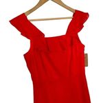 New Cremieux Dress Womens 4 Midi Smocked Back Ruffle Shoulder Summer Red Coastal Photo 14