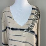 Torn By Ronny Kobo Tunic Sweater M 100% Cashmere Tie Dye Bead Embellishe… Photo 1