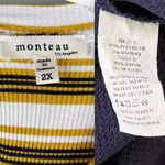 Monteau  Jumpsuit 2X Navy Yellow White Stripes Short Sleeve Stretch Pockets Photo 8
