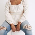 Madewell  Plush Square Neck Smocked Blouse XXL Cream Ivory Milkmaid Babydoll Boho Photo 0