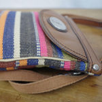 Fossil Women's Leather & Striped Cloth Crossbody Bag Photo 6