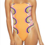 Trina Turk Rainbow Swirl One-Piece Swimsuit Mango Maillot Size 2 Photo 0