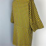 Donoratico Women's Windowpane Check Print Loose Fit Dress Yellow Size S Blue Photo 3