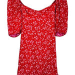 Reformation  Puff Sleeve Bustier Red Dress Ditsy Floral‎ Milkmaid Mini Dress Photo 0
