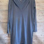 Free People  Dress Womens XS Blue Queen Of Hearts Oversized Hooded Shirt Dress Photo 0