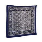 Vtg 1970s Western Paisley Pocket Square Bandana Head Wrap Navy & White Blue Photo 2