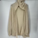 Mudd  Cream‎ Fuzzy Open Front Hoodie Cardigan Large light weight Photo 4