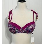 Nanette Lepore Eugenia Plunge Molded Bikini Top Persian Paisley Raspberry 8 Photo 15