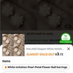 White and Gold Floral Earrings with Iridescent Sheen Photo 3