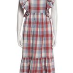 Ulla Johnson  Frieda Check Gingham Red Blue White Sleeveless Ruffle Midi Dress XS Photo 2