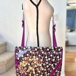 Vera Bradley Frill  Purple Black Floral Vinyl Coated Messenger School Bag Photo 0