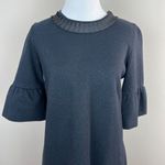 French Connection  Mini Dress 6 Navy Black Metallic Shift‎ Bell Elbow Sleeve Photo 1