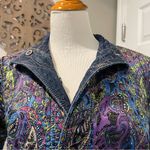 Chico's Chico’s Blue Denim Jean & Bright Multi Colored Reversible Jacket Size 2 = 10/12 Photo 10