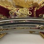 Velveteen Bow Barrette Gold Burgundy Vintage 1980s Red Photo 3