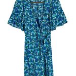 Socialite Wrap Romper Womens M Blue Floral Short Flutter Sleeve Garden Party Photo 2