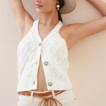 Anthropologie Pilcro Cable-Knit Sweater Tank in Cream Button Front, Size XS Photo 0