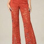 Bebe Red Lace Wide Leg Trousers Pleat Front Lined Illusion Pants 2 Photo 13