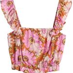 Lila Rose Lily Rose Pink Floral Ruffle Sleeve Crop Top Size Medium New Photo 0