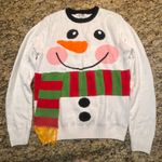 Women‎ Medium Large Snowman White Long Sleeve Holiday Christmas Ugly Sweater Photo 0