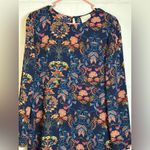 I. Madeline Woman’s Floral Formal Long Sleeve Classic Chic Dress Size Small Blue Photo 1