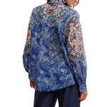Free People NWT Women's  Rose Bud Paisley Print Blue Blouse Size Small LongSleeve Photo 2