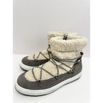 Blondo Winter Boot Size 9.5 Waterproof Gray Cream Suede Shearling Upper Lace Up Photo 3