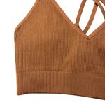 Aerie Ribbed Crisscross Strap Crop Tank Top Brown M L Photo 1