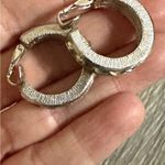 Carnegie vintage silver tone rhinestone clip on hoops Photo 5
