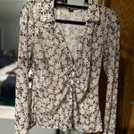American Eagle  Outfitters Black and White Floral Blouse Photo 0