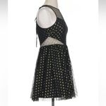 EXPRESS  Black & Gold Polka Dot Cut-Out Party Dress Mesh Chiffon Size XXS Photo 3