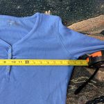 Columbia  Blue Ruched Long Sleeve Blouse V Neck 1/4 Button Light SZ S Petite Y2K Photo 10