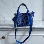 AMERICA & BEYOND Blue Beaded Floral Satchel Crossbody Bag Photo 0