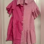 SheIn Womens Pink Ruffle Smock Colorblock Dress Photo 1