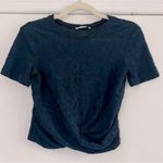 ZARA Navy Blue Sheer Floral Lace Top Photo 2