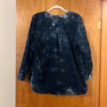 J.Jill Pure  Tunic Top Shirt Blue Tie-Dyed Organic Cotton V-Neck Size Medium Photo 5