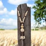 Bohemian Style‎ Handcrafted Ceramic Sweater Necklace Adjustable String Brown Photo 8