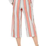 Tommy Hilfiger NWOT Coral Striped High Rise Linen Belted Crop Pants Medium Photo 1