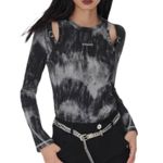 We Same Lab x Muk tank womens medium long sleeve cut out shirt tye dye grunge Black Photo 1