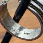 Sterling Silver TAXCO  Brass Rope Inlay Hoops Earrings Photo 2