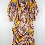 House of Harlow  1960 Revolve Dress Tan Jemima Mini Ruched Floral Boho Medium Photo 5