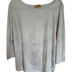 Ruby Rd‎ Woman 3X Beige Silver Embellished Feather 3/4 Sleeve Top Blouse Tan Size undefined Photo 0