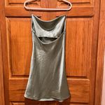 Double Zero Cowl Neck Sage Green Satin Slip Mini Dress - Size Small Photo 5