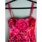 BCBGMAXAZRIA sz2 Pink/Red Floral Rosette Cocktail Party Mini Dress Bubble hoco Photo 1