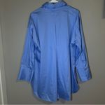 ZARA  blue oversized satin effect button down shirt women’s size XS Photo 8