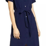 Rachel Parcell  Navy Peacoat Navy Blue Collared Front‎ Button Short Sleeves Large Photo 0