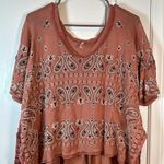 Free People  No Matter What V-Neck Loose Flowy Paisley Blouse Size XL EUC 0683-AZ Photo 2