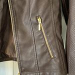 Baccini  Faux Brown Leather Jacket size S length 22” bust 32” BNWOT Photo 2
