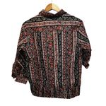 COTTON DAISY Paisley Print Blouse Top Sz L Elastic Waist Buttons Multicolor NEW Black Size L Photo 2