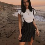 Tiger Mist  | Clara Striped Pinstripe Tie Strap Mini Slit Dress Black White Photo 1