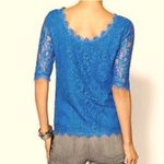 Pim + Larkin Griffin Boatneck Eyelash Lace Top Women’s Size Small in Royal Blue Photo 1